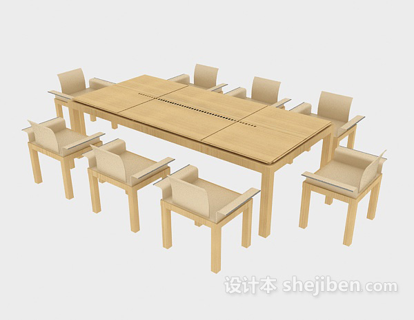 免费田园简约风格桌椅组合3d模型下载