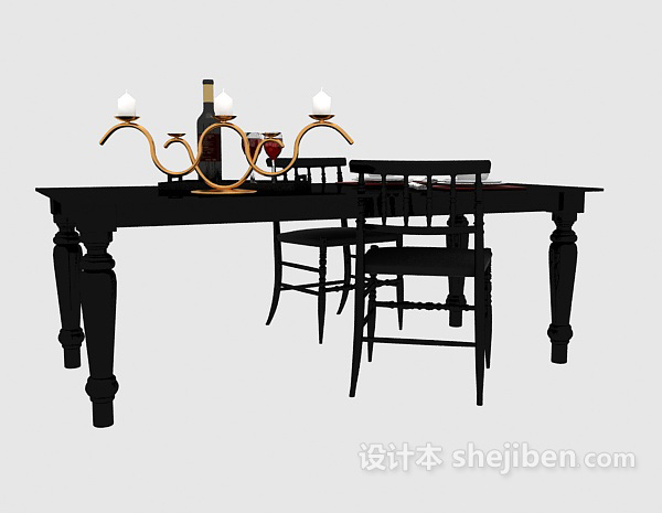 免费简欧风格风格餐桌3d模型下载