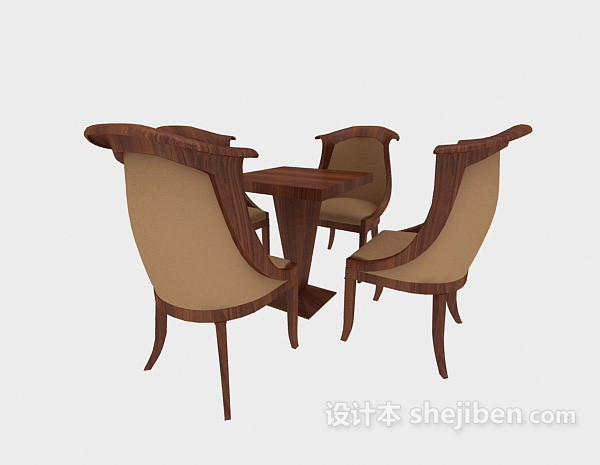 东南亚风格美式简约休闲桌椅3d模型下载