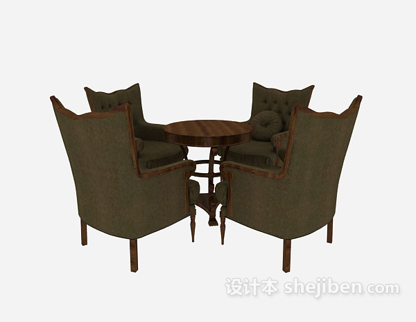 美式风格休闲桌椅3d模型下载