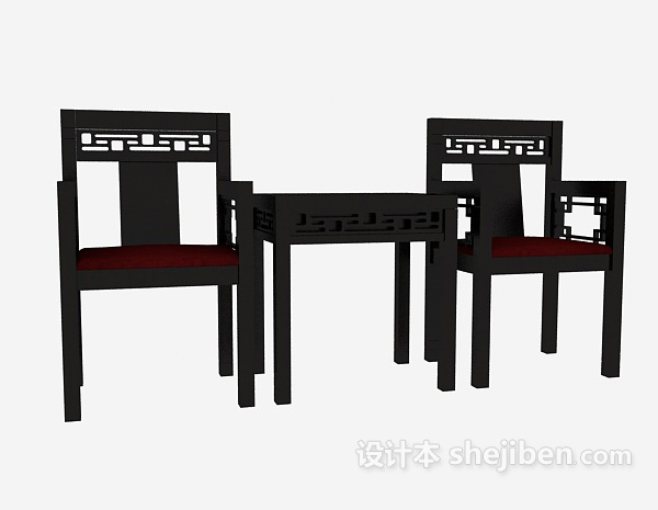 免费中式扶手椅3d模型下载