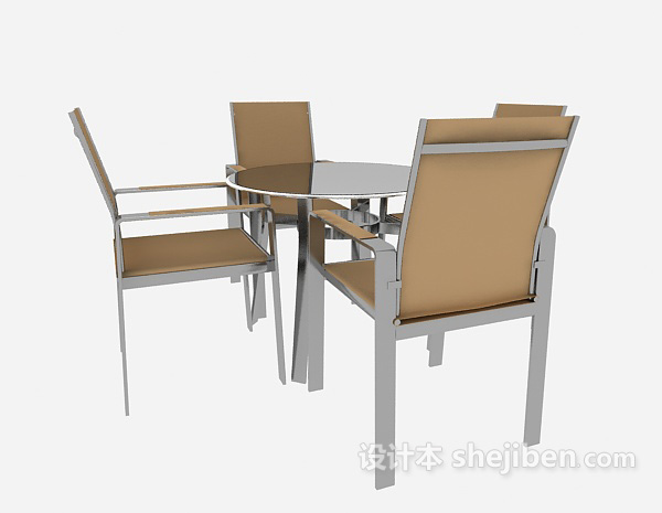 东南亚风格实木简约桌椅组合3d模型下载