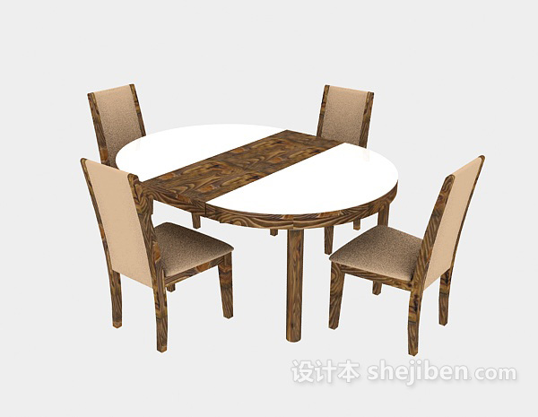 免费美式实木家居餐桌3d模型下载
