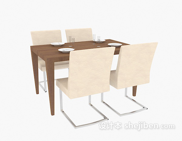 休闲实木桌椅组合3d模型下载