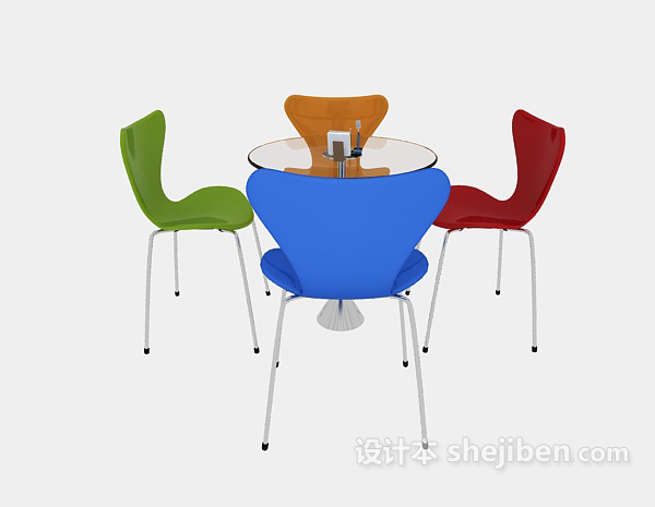 现代风格现代玻璃休闲桌椅组合3d模型下载
