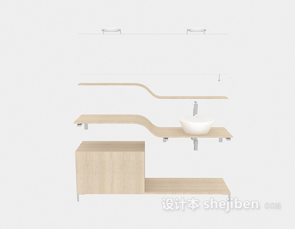现代风格灰色木质浴柜3d模型下载