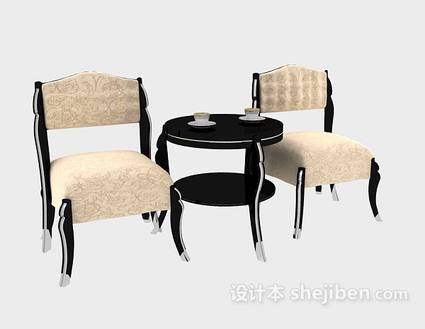 免费实木休闲椅、边桌3d模型下载