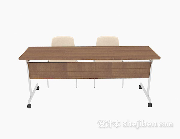 现代风格办公实木桌椅组合3d模型下载