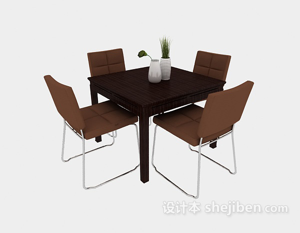 现代风格现代家庭餐桌餐椅3d模型下载
