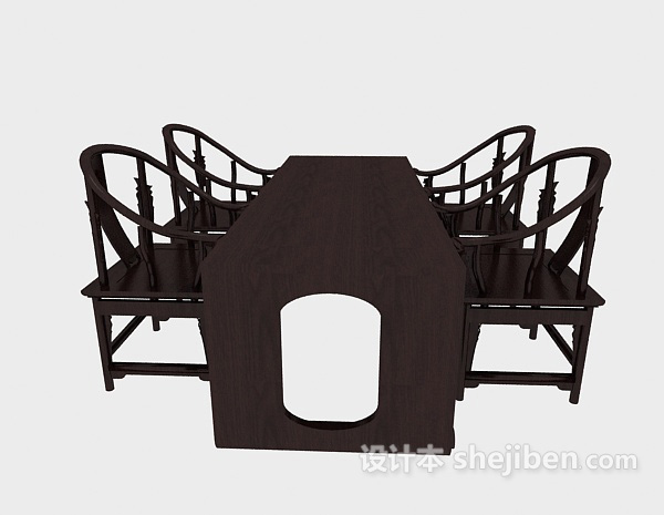 中式风格中式传统桌椅组合3d模型下载