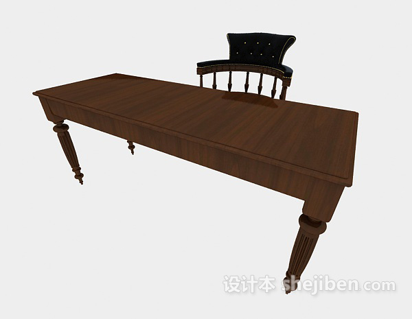 传统书桌3d模型下载