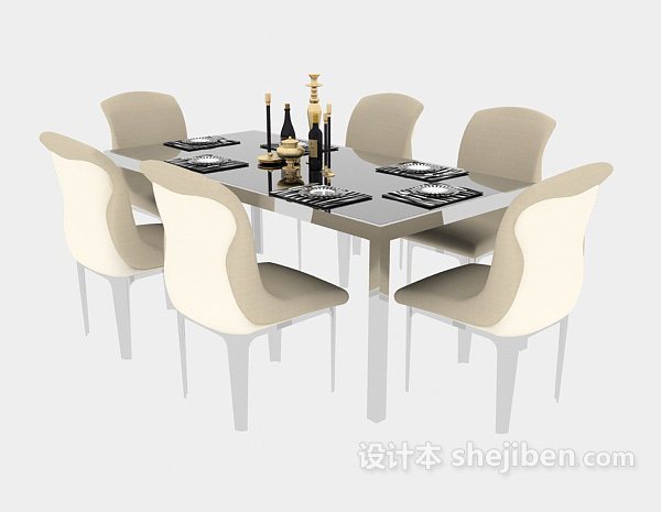 免费欧式家庭餐桌组合3d模型下载