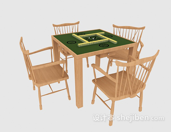 现代风格简约麻将桌椅组合3d模型下载