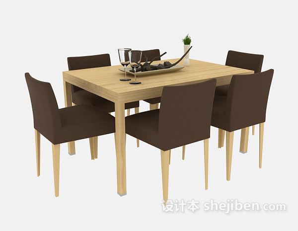 现代风格简约时尚餐桌椅3d模型下载