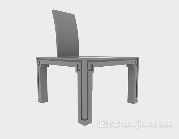 中式复古餐椅3d模型下载