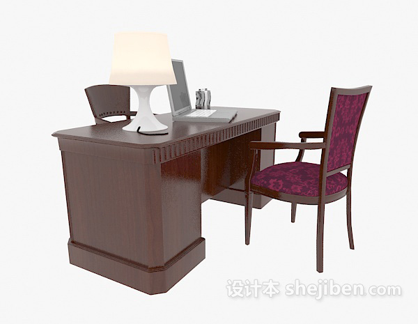 其它美式风格家居书桌3d模型下载