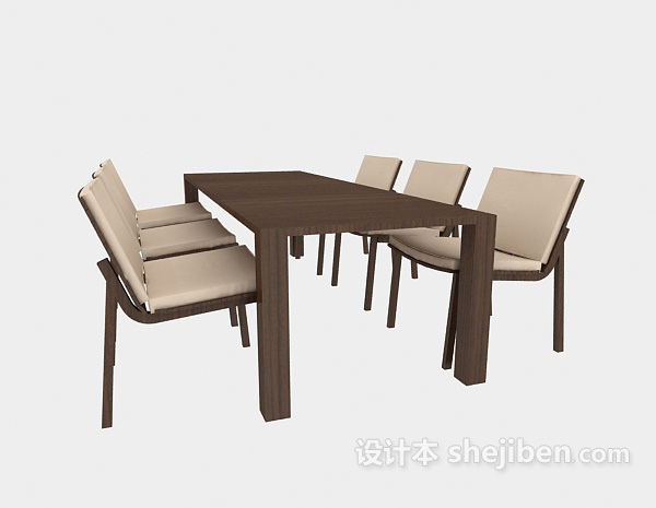 东南亚风格棕色休闲桌椅组合3d模型下载