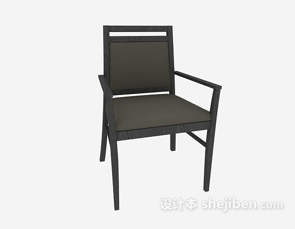 免费黑色实木家居椅3d模型下载
