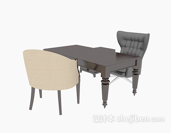 家居书桌椅3d模型下载