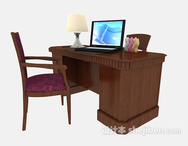 免费家居办公书桌3d模型下载