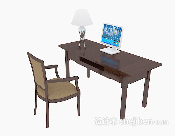 免费简约家庭书桌3d模型下载