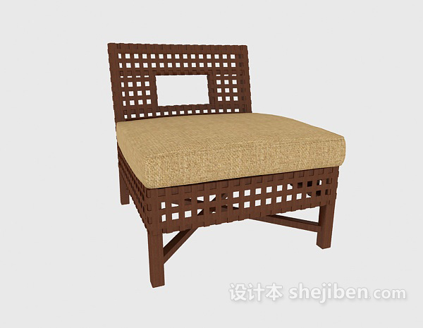 免费中式棕色休闲椅3d模型下载