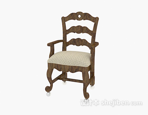 免费原木简洁餐椅3d模型下载