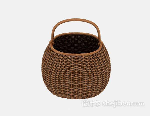 现代风格编织竹篮3d模型下载
