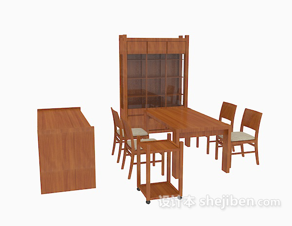中式家具桌椅组合3d模型下载
