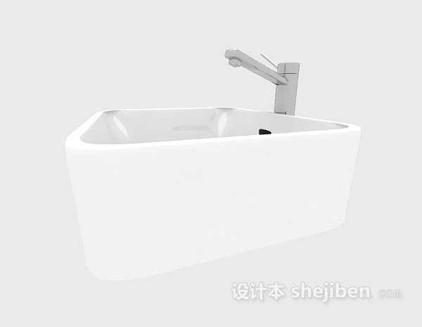 免费白色陶瓷洗手池3d模型下载