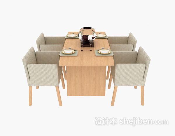 现代风格现代简约餐桌椅组合3d模型下载
