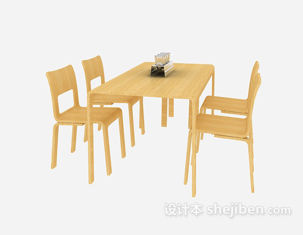 免费田园清新餐桌3d模型下载
