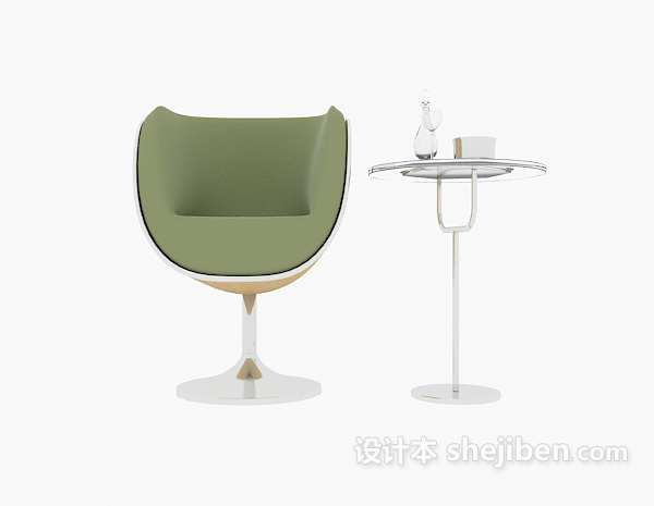 现代风格休闲单人桌椅组合3d模型下载
