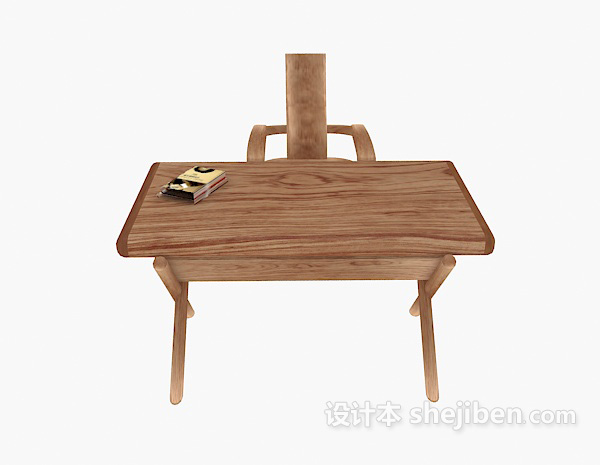 免费原木书桌椅3d模型下载