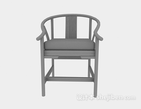 中式风格实木中式扶手餐椅3d模型下载