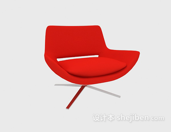 免费红色家居休闲椅3d模型下载