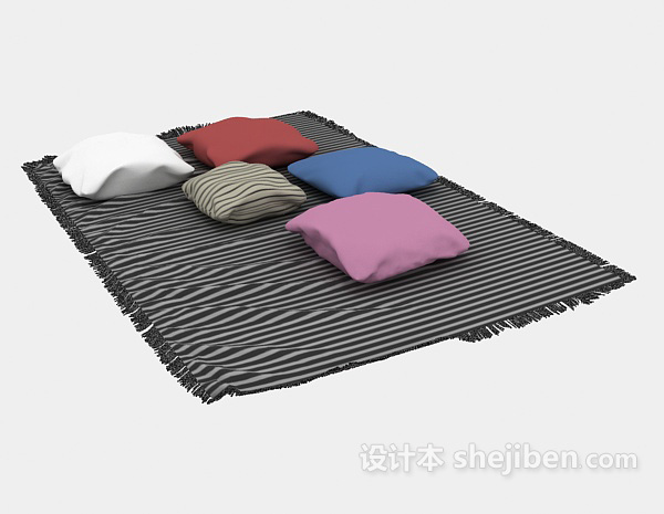 多花色布艺抱枕3d模型下载