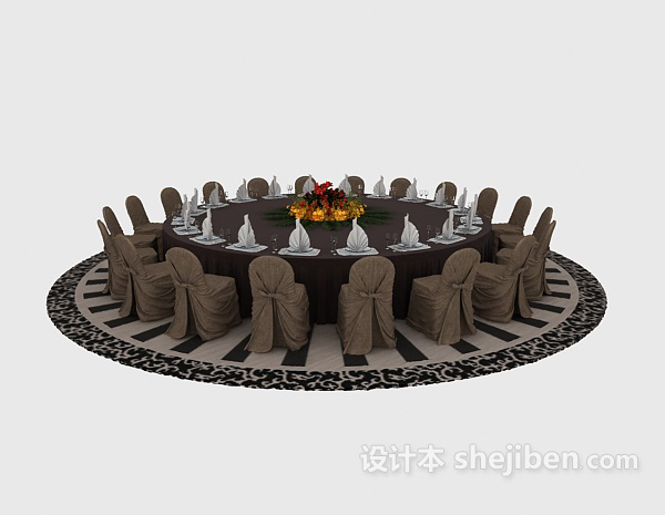免费美式风格酒店餐桌3d模型下载