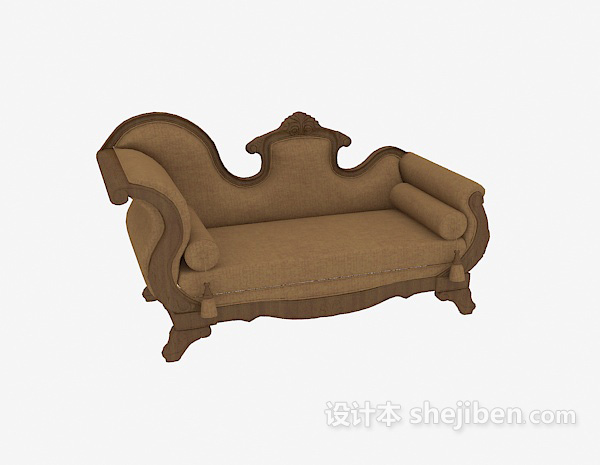 免费棕色躺椅单人沙发3d模型下载