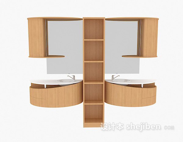 现代风格实木浴柜组合3d模型下载