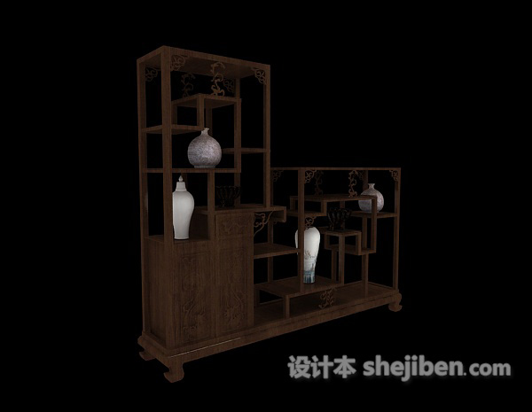 中式物品展示柜3d模型下载