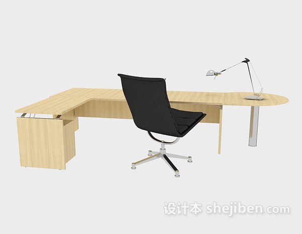 现代风格简约实木办公桌3d模型下载