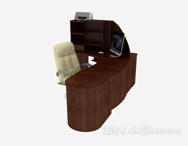 免费欧式办公桌椅组合3d模型下载