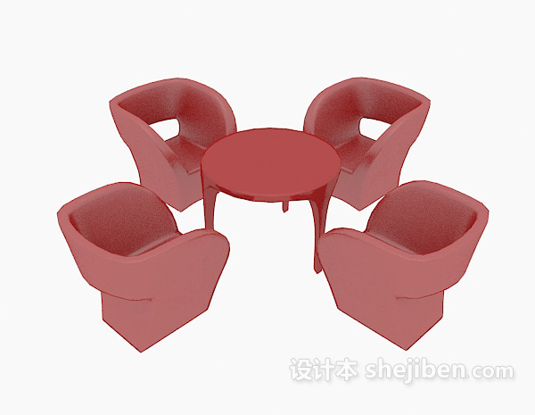 现代风格红色桌椅组合3d模型下载