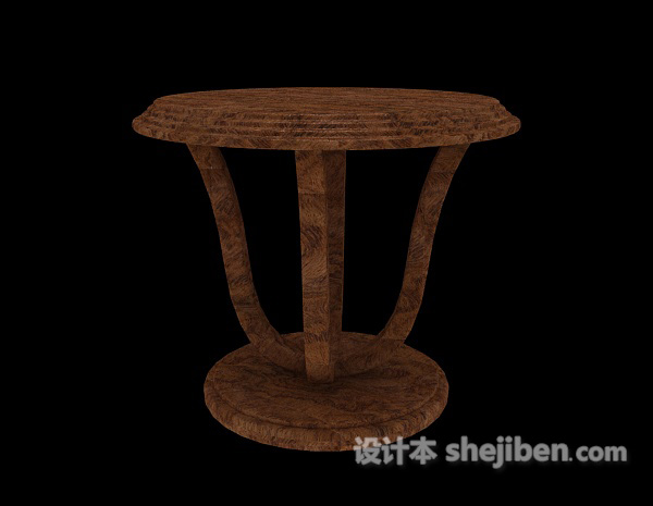 田园风格实木边桌3d模型下载