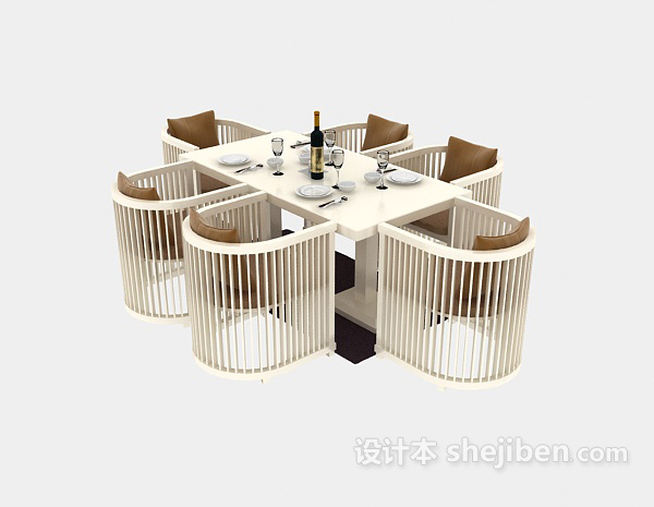 现代餐厅桌椅3d模型下载