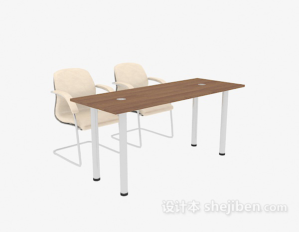 现代办公室桌椅3d模型下载