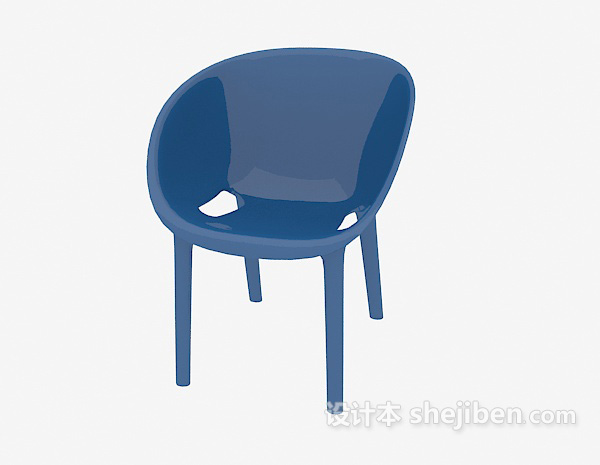 免费蓝色塑料椅3d模型下载
