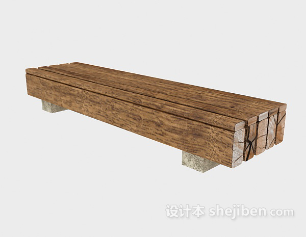原木长椅3d模型下载