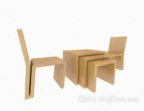 免费创意简约桌椅3d模型下载